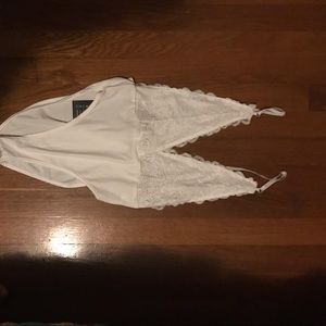 One piece white lace v neck